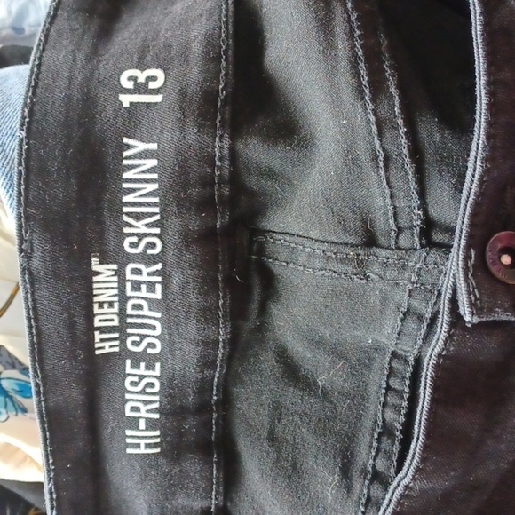 HT Denim Jeans, Hi-Rise Black Super skinny With Suspenders, EUC, Sz 13 - Picture 6 of 6